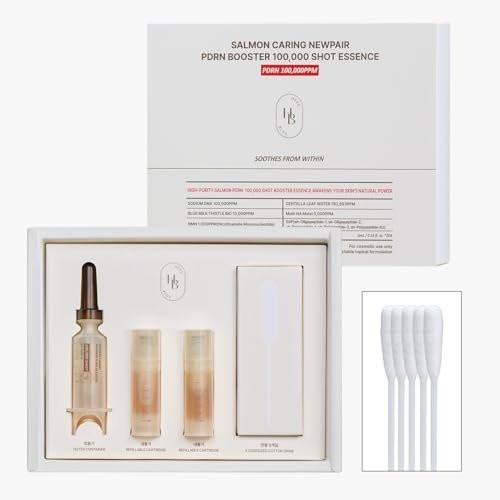 HEVEBLUE Salmon Caring Centella New Pair PDRN Booster 100,000 Shot Essence (2er-Pack) – Salmon PDRN, Regeneration und Verjüngung, verfeinerte Hauttextur, geringe Reizung, Koreanische Hautpflege, K-Beauty