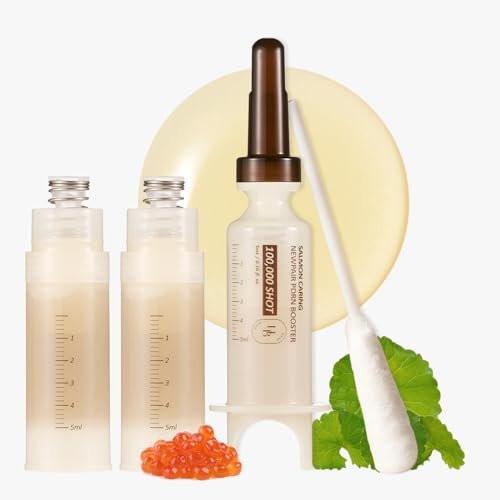 HEVEBLUE Salmon Caring Centella New Pair PDRN Booster 100,000 Shot Essence (2er-Pack) – Salmon PDRN, Regeneration und Verjüngung, verfeinerte Hauttextur, geringe Reizung, Koreanische Hautpflege, K-Beauty