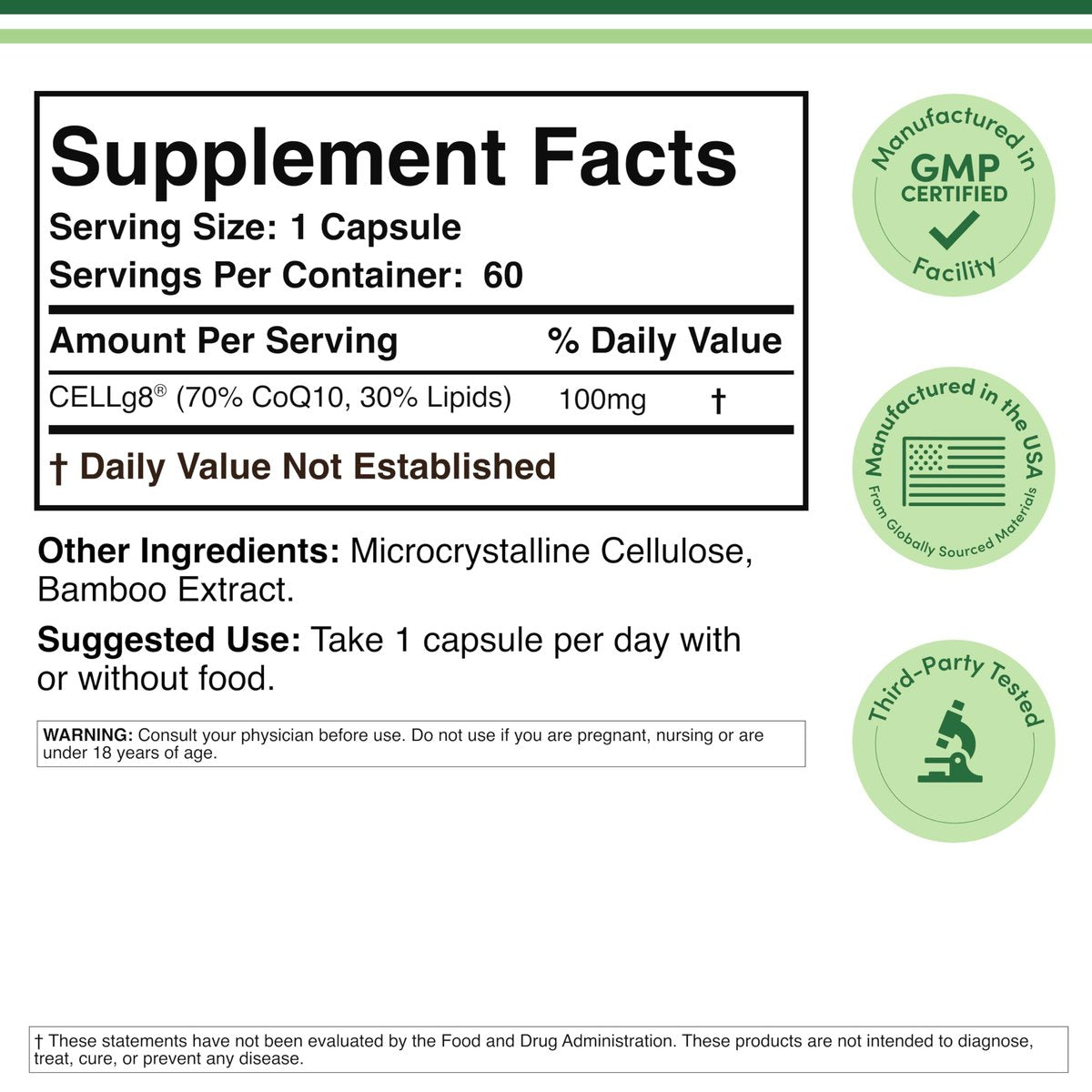 Liposomales CoQ10 Supplement für Antioxidantien- und Energieunterstützung (100 mg pro Portion, 60-Tage-Vorrat), drittanbietergetestet, vegan, nicht-GVO von Double Wood