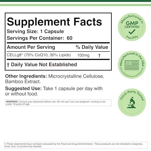 Liposomales CoQ10 Supplement für Antioxidantien- und Energieunterstützung (100 mg pro Portion, 60-Tage-Vorrat), drittanbietergetestet, vegan, nicht-GVO von Double Wood