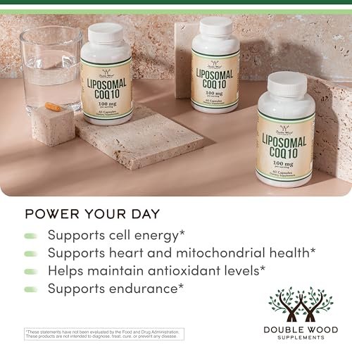 Liposomales CoQ10 Supplement für Antioxidantien- und Energieunterstützung (100 mg pro Portion, 60-Tage-Vorrat), drittanbietergetestet, vegan, nicht-GVO von Double Wood