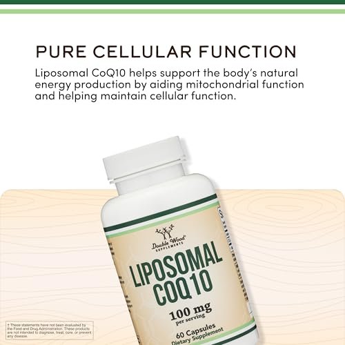 Liposomales CoQ10 Supplement für Antioxidantien- und Energieunterstützung (100 mg pro Portion, 60-Tage-Vorrat), drittanbietergetestet, vegan, nicht-GVO von Double Wood
