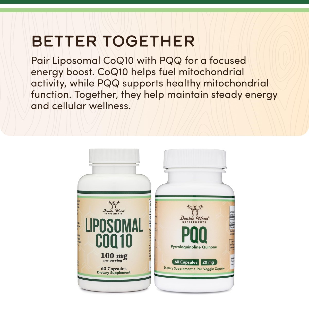 Liposomales CoQ10 Supplement für Antioxidantien- und Energieunterstützung (100 mg pro Portion, 60-Tage-Vorrat), drittanbietergetestet, vegan, nicht-GVO von Double Wood