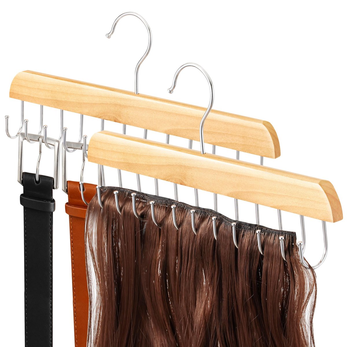 2er-Pack Holz Hair Extension Halter – Klappbarer Haarextensions-Ständer zum Waschen, Trocknen, Färben und Stylen