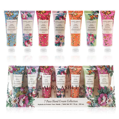 Laura Ashley Handcreme-Set – 7-teilige Handlotion-Kollektion für Damen, feuchtigkeitsspendende Reisegrößen mit Rosen-, Lavendel-, Magnolien- und Blütendüften – je 30 ml
