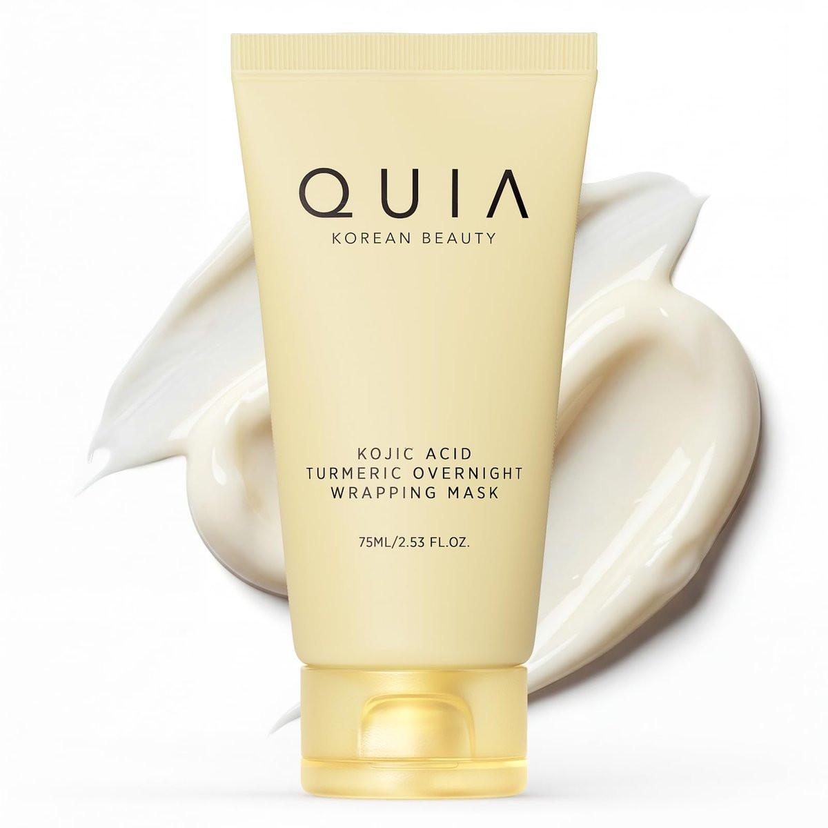 QUIA Turmeric + Kojic Acid Overnight Wrapping Mask – Hydratisierende Gesichtsmaske für strahlende Haut – gleicht den Hautton aus, beruhigt Rötungen und verbessert die Hautstruktur – Koreanische Hautpflege 75 ml