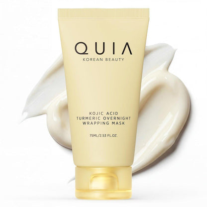 QUIA Turmeric + Kojic Acid Overnight Wrapping Mask – Hydratisierende Gesichtsmaske für strahlende Haut – gleicht den Hautton aus, beruhigt Rötungen und verbessert die Hautstruktur – Koreanische Hautpflege 75 ml