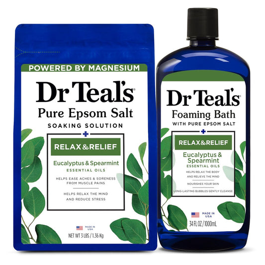 Dr Teal's Badesalz & Schaumbad Entspannung & Linderung mit Eukalyptus & Pfefferminze, Kombi-Pack
