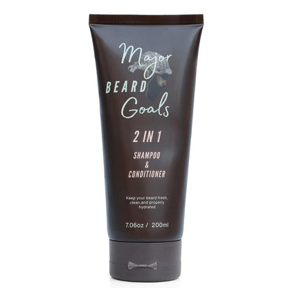 Major Beard Goals: 2-in-1 Bartwäsche & Conditioner für Männer – Sanftes Herrenshampoo für Bartpflege & Wachstum, macht weich, beruhigt, hydratisiert & nährt Gesichtshaare, mit natürlichen Inhaltsstoffen – 200 ml