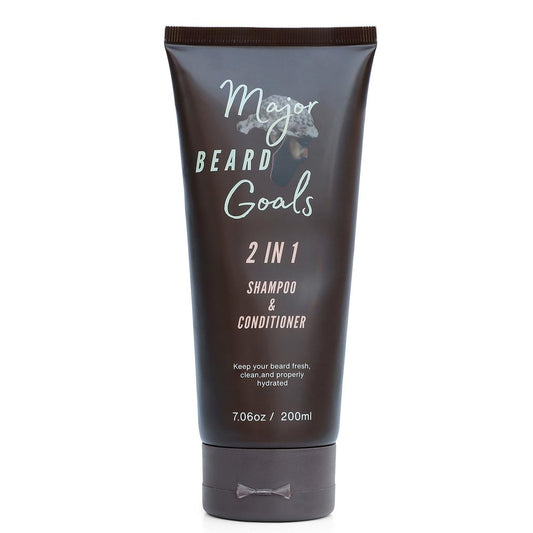 Major Beard Goals: 2-in-1 Bartwäsche & Conditioner für Männer – Sanftes Herrenshampoo für Bartpflege & Wachstum, macht weich, beruhigt, hydratisiert & nährt Gesichtshaare, mit natürlichen Inhaltsstoffen – 200 ml