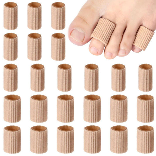 Blulu 24 Stück Zehenröhrchen 0,98 Zoll Polsterung Zehenschutzhülsen Weiche Gel-Protectoren für Hühneraugen Blasen Hornhaut 3 Größen (Hautfarbe, Mittel, Klein)