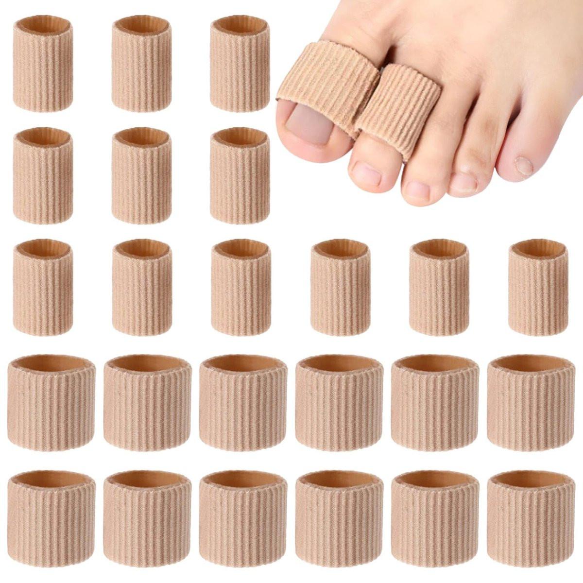 Blulu 24er-Pack Zehentuben 0,98 Zoll Polsterung – Weiche Gel-Schutzfingerlinge gegen Hühneraugen, Blasen und Hornhaut – 3 Größen (Hautfarbe, Mittel, Groß)