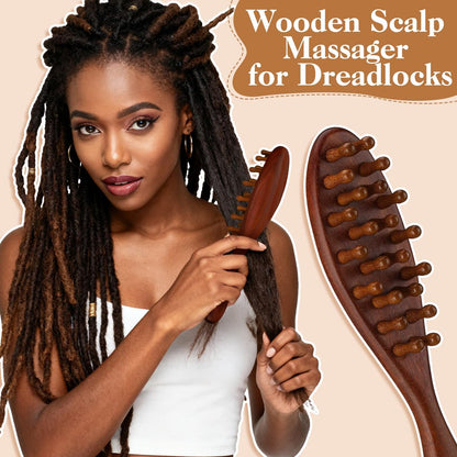 ProSuites 3er-Pack Holz-Skalpmassagegerät mit langem Griff für Dreadlocks - Multifunktionaler Haarmassagegerät für Männer & Frauen