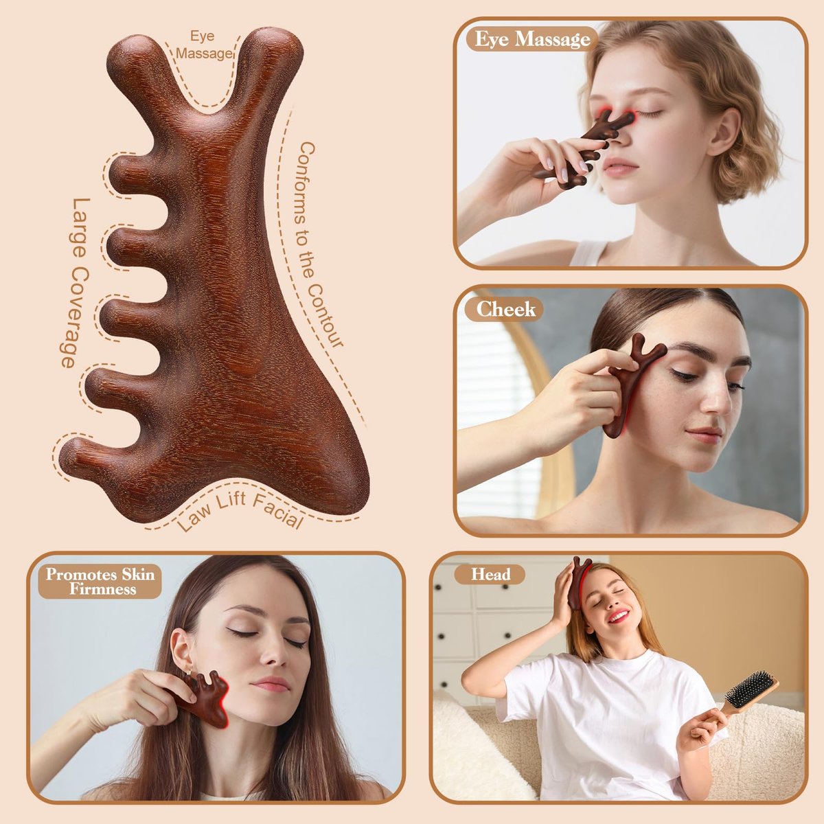 ProSuites 3er-Pack Holz-Skalpmassagegerät mit langem Griff für Dreadlocks - Multifunktionaler Haarmassagegerät für Männer & Frauen