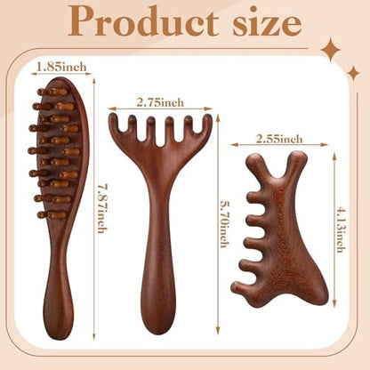 ProSuites 3er-Pack Holz-Skalpmassagegerät mit langem Griff für Dreadlocks - Multifunktionaler Haarmassagegerät für Männer & Frauen