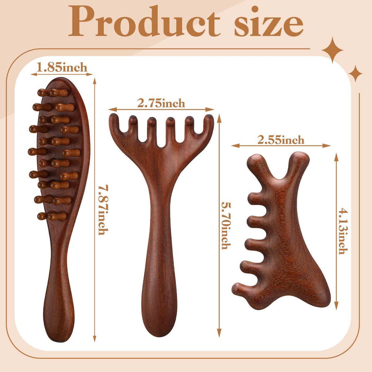ProSuites 3er-Pack Holz-Skalpmassagegerät mit langem Griff für Dreadlocks - Multifunktionaler Haarmassagegerät für Männer & Frauen