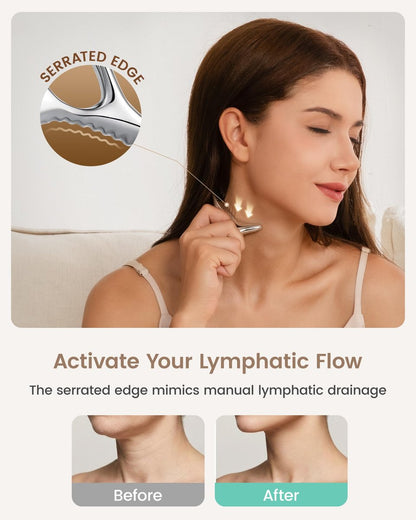 lifechill Trigger Point Massage Tool – Tiefengewebe-Muskelentspannung, Metall-Gua-Sha-Werkzeug für Faszien-Lösung, Lymphdrainage, Narbengewebe-Massage, Akupressur-Werkzeug – Silber