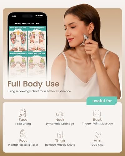 lifechill Trigger Point Massage Tool – Tiefengewebe-Muskelentspannung, Metall-Gua-Sha-Werkzeug für Faszien-Lösung, Lymphdrainage, Narbengewebe-Massage, Akupressur-Werkzeug – Silber