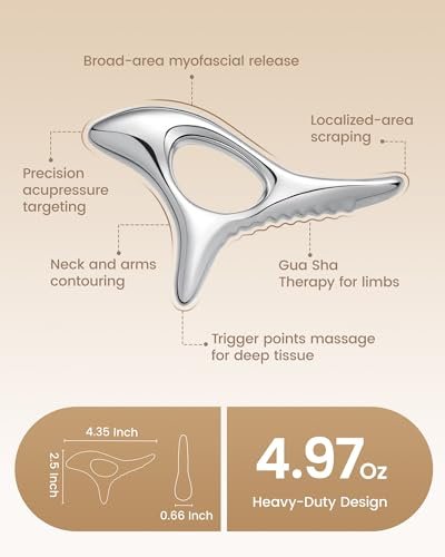 lifechill Trigger Point Massage Tool – Tiefengewebe-Muskelentspannung, Metall-Gua-Sha-Werkzeug für Faszien-Lösung, Lymphdrainage, Narbengewebe-Massage, Akupressur-Werkzeug – Silber