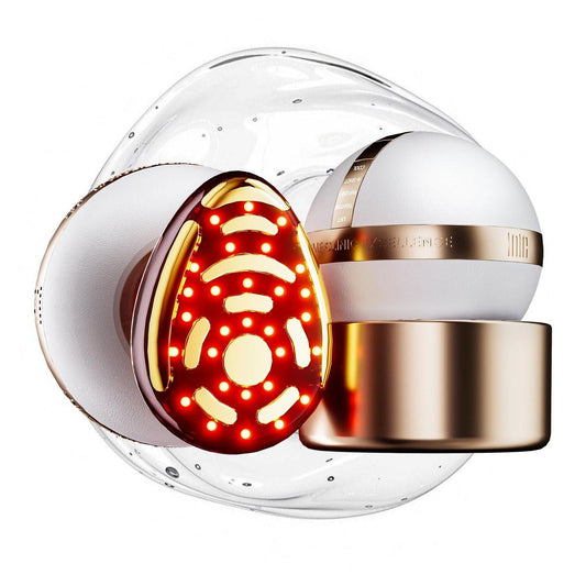 INIA SPHERA 8-in-1 Mikrostrom-Gesichtsgerät für Gesicht & Hals – verbessert mit Rotlicht, Wärme- & Kältetherapie, 5 individuelle Modi, Hautstimulation & Glow-Pflege für zu Hause