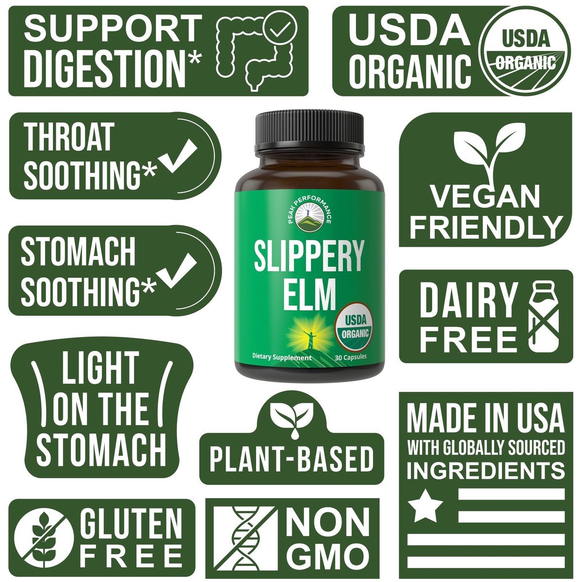 USDA Bio-Rotulme für Frauen & Männer – Vegane Kapseln mit mikronisiertem Rotulmenrindenpulver für Verdauung, Blähungen & Darmschleimhaut – Natürliches Mucilage zur Beruhigung von Hals & Atemwegen