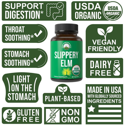 USDA Bio-Rotulme für Frauen & Männer – Vegane Kapseln mit mikronisiertem Rotulmenrindenpulver für Verdauung, Blähungen & Darmschleimhaut – Natürliches Mucilage zur Beruhigung von Hals & Atemwegen