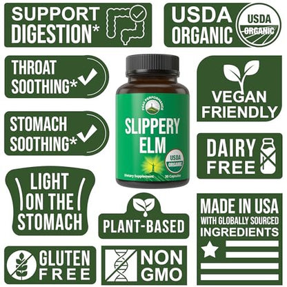 USDA Bio-Rotulme für Frauen & Männer – Vegane Kapseln mit mikronisiertem Rotulmenrindenpulver für Verdauung, Blähungen & Darmschleimhaut – Natürliches Mucilage zur Beruhigung von Hals & Atemwegen