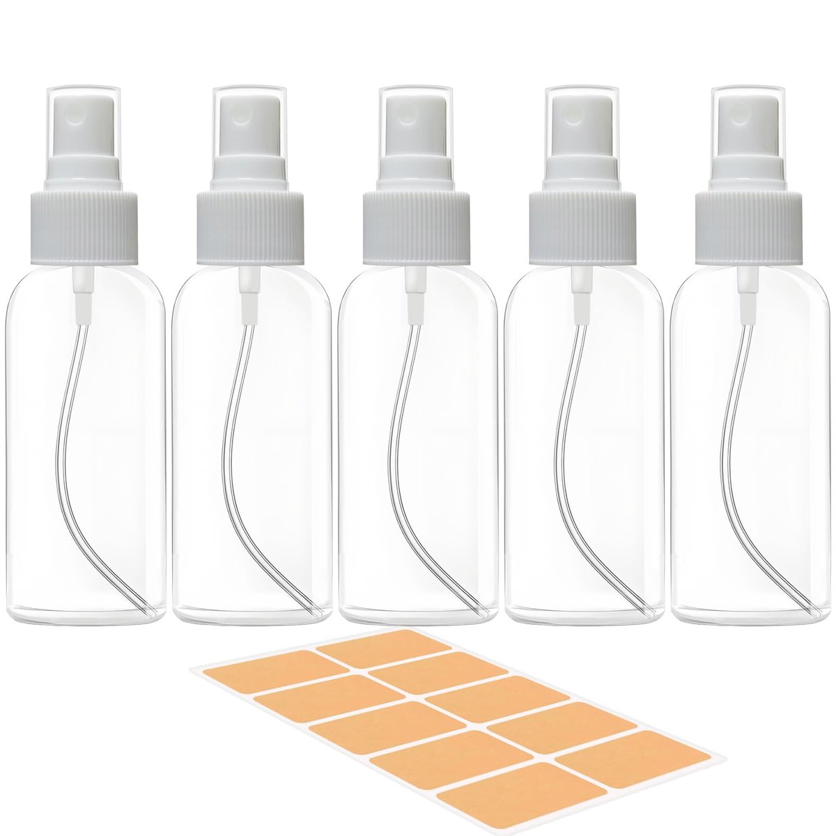 DNSEN 5er-Pack 3,4 oz Reise-Sprühflaschen TSA-geprüft Feinsprühflaschen für Flüssigkeiten Nachfüllbare leere klare Plastikflaschen mit Etiketten