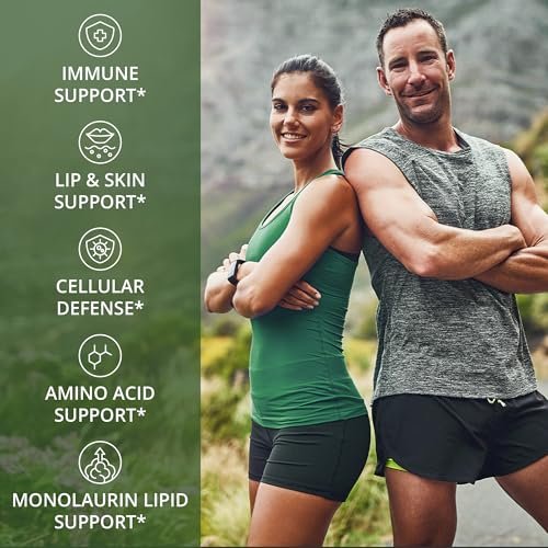 Peak Performance L-Lysin 1000 mg + Monolaurin 500 mg – Hochdosiertes 2-in-1 Präparat für Lippen, Haut und Immunsystem – 60 Kapseln für Männer und Frauen