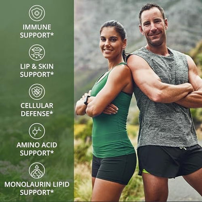 Peak Performance L-Lysin 1000 mg + Monolaurin 500 mg – Hochdosiertes 2-in-1 Präparat für Lippen, Haut und Immunsystem – 60 Kapseln für Männer und Frauen