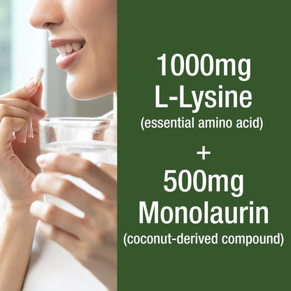 Peak Performance L-Lysin 1000 mg + Monolaurin 500 mg – Hochdosiertes 2-in-1 Präparat für Lippen, Haut und Immunsystem – 60 Kapseln für Männer und Frauen