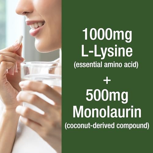 Peak Performance L-Lysin 1000 mg + Monolaurin 500 mg – Hochdosiertes 2-in-1 Präparat für Lippen, Haut und Immunsystem – 60 Kapseln für Männer und Frauen