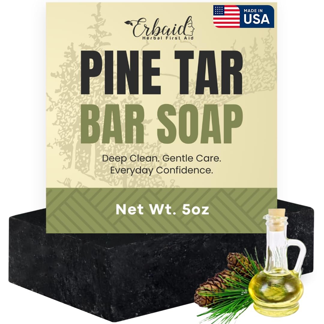 Pine Tar Seife – Natürliche Pine Tar Seife für Männer – Reinigungsbar für Akne, Ekzeme, Psoriasis & Juckreizlinderung – Gesichts- & Körperwäsche mit Aktivkohle & kolloidalem Hafermehl – Herrenseife hergestellt in den USA