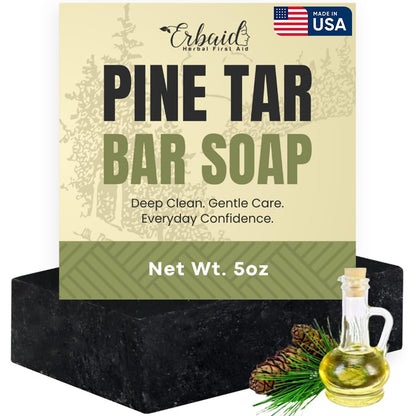 Pine Tar Seife – Natürliche Pine Tar Seife für Männer – Reinigungsbar für Akne, Ekzeme, Psoriasis & Juckreizlinderung – Gesichts- & Körperwäsche mit Aktivkohle & kolloidalem Hafermehl – Herrenseife hergestellt in den USA