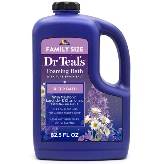 Dr. Teal's Schaumbad mit reinem Bittersalz, Schlafmischung mit Melatonin, Lavendel & Kamille ätherische Öle, 62,5 fl oz