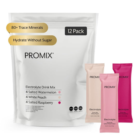ProMix Nutrition Electrolytes Pulver Hydrationspackungen - Himalaya-Salz, Magnesium, Kalium, Vitamin C - Sortenpackung, leicht gesüßt - 12 Portionen (12er-Pack)