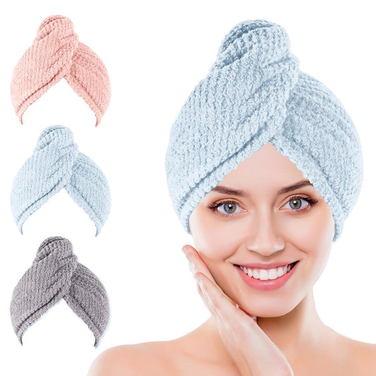 Kldnkig Mikrofaser Haartuch für Frauen: Idealer Weihnachtsstrumpffüller für Frauen, Teenager und Kinder – 3er-Pack Trocknungstücher für lockiges Haar, Anti-Frizz Haarpflege-Zubehör