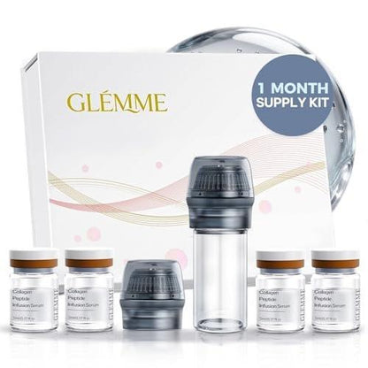 Micro Infusion System für Gesicht & Hals – Titan-Nadel Kosmetikstampfer mit Hydra Microneedling Serum (Peptide & Hyaluronsäure) für alle Hauttypen, 0,25 mm Heim-Infusionsset