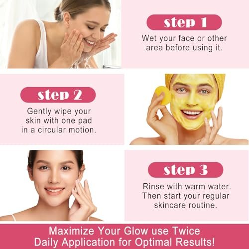 Kojic Acid & Turmeric Reinigungspads – Gesichtspeeling gegen dunkle Flecken mit Zitronenextrakt, Vitamin C & B5 (40 Stück)