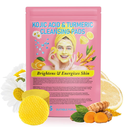 Kojic Acid & Turmeric Reinigungspads – Gesichtspeeling gegen dunkle Flecken mit Zitronenextrakt, Vitamin C & B5 (40 Stück)