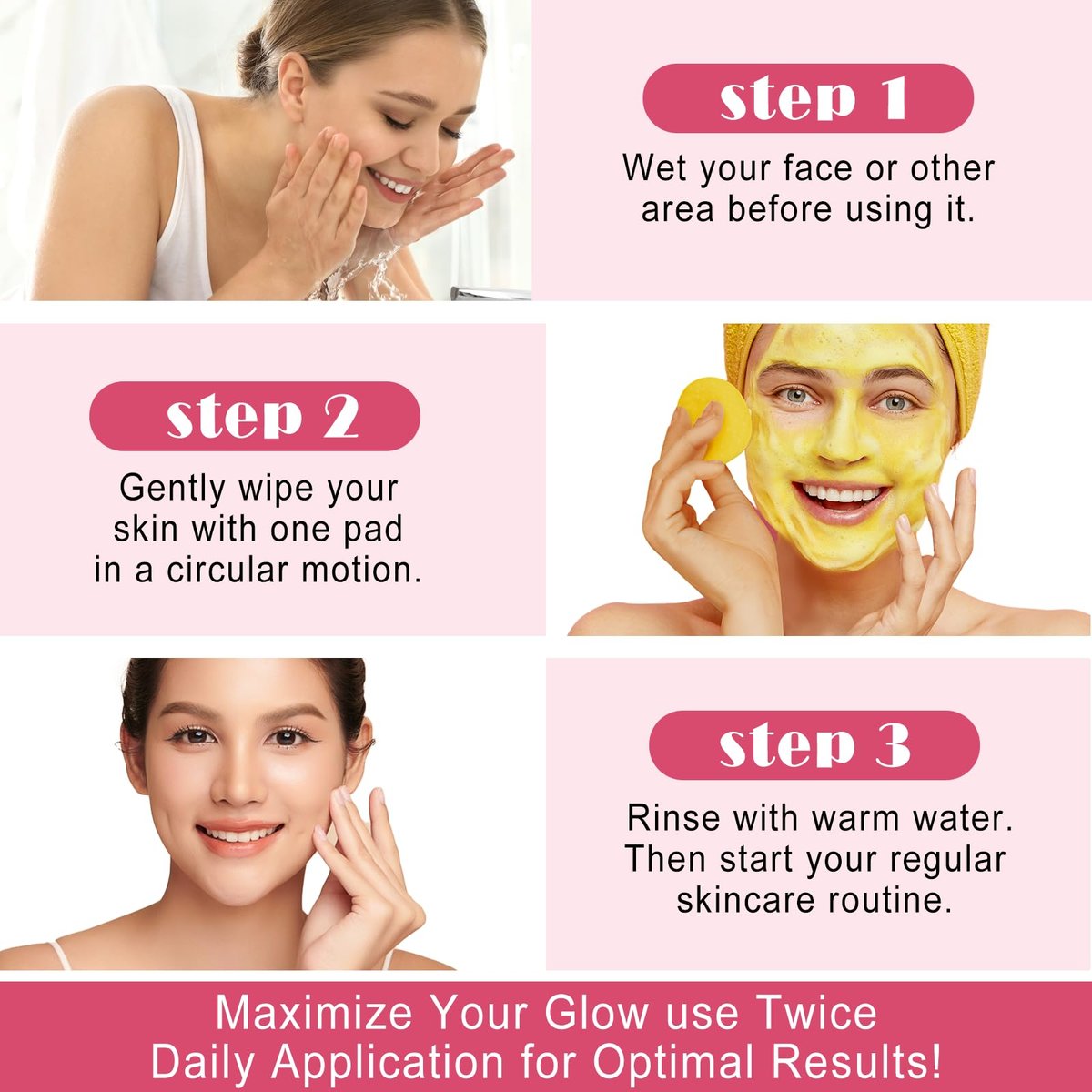 Kojic Acid & Turmeric Reinigungspads – Gesichtspeeling gegen dunkle Flecken mit Zitronenextrakt, Vitamin C & B5 (40 Stück)