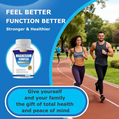 WINYEL Magnesium Komplex 1000mg – 8 Elementare Magnesiumformen mit Glycinat, Malat, Citrat – Vegan, 90 Kapseln für Schlaf, Entspannung, Knochen & Muskeln