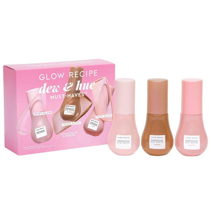 Glow Recipe Hautpflege-Set, Dew & Hues Must-Haves – Limited Edition Reisegröße Geschenkset mit Niacinamide Dew Drops, Hue Drops Sun Glow & Rosy Glow (15ml Trio)