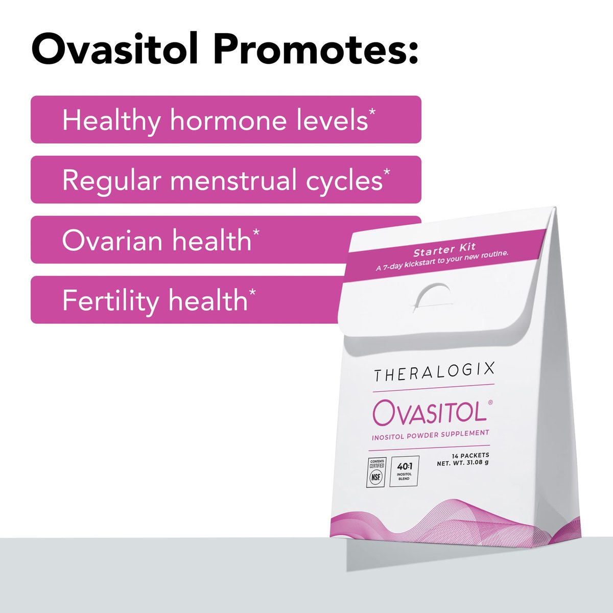 Theralogix Ovasitol Inositol Pulver – 7-Tage Starter-Kit | Premium Inositol für Frauen | 40:1 Verhältnis Myo & D-Chiro Inositol | Unterstützt hormonelle & metabolische Gesundheit