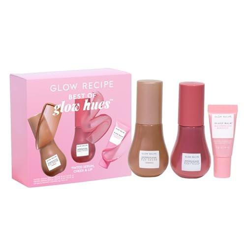 Glow Recipe Best of Glow Hues Kit – Reiseset mit Hue Drops Sun Glow, Dewy Flush Blush & Glass Balm Lippenpflege (3-teilig)