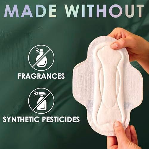 L. Ultra Dünne Binden für Frauen mit Bio-Baumwoll-Oberlage, Über-Nacht-Saugfähigkeit, Menstruationsbinden mit Flügeln, ohne synthetische Pestizide und Duftstoffe, 36 Stück
