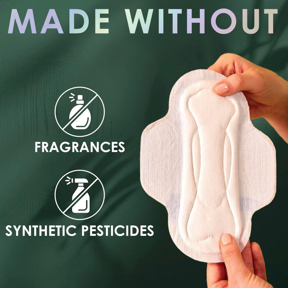 L. Ultra Dünne Binden für Frauen mit Bio-Baumwoll-Oberlage, Über-Nacht-Saugfähigkeit, Menstruationsbinden mit Flügeln, ohne synthetische Pestizide und Duftstoffe, 36 Stück