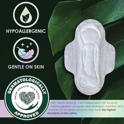 L. Ultra Dünne Binden für Frauen mit Bio-Baumwoll-Oberlage, Über-Nacht-Saugfähigkeit, Menstruationsbinden mit Flügeln, ohne synthetische Pestizide und Duftstoffe, 36 Stück