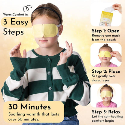 GlamBaby Warmy Winks Selbstheizende Augenmaske für Kinder – Wärmekompresse bei trockenen Augen, Reizungen & Schwellungen – Einweg-Augenmaske zur Linderung & Entspannung (30 Einzelportionen)