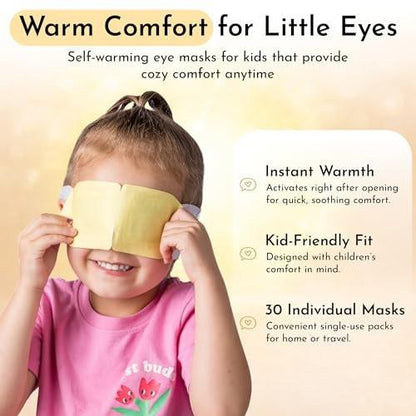 GlamBaby Warmy Winks Selbstheizende Augenmaske für Kinder – Wärmekompresse bei trockenen Augen, Reizungen & Schwellungen – Einweg-Augenmaske zur Linderung & Entspannung (30 Einzelportionen)